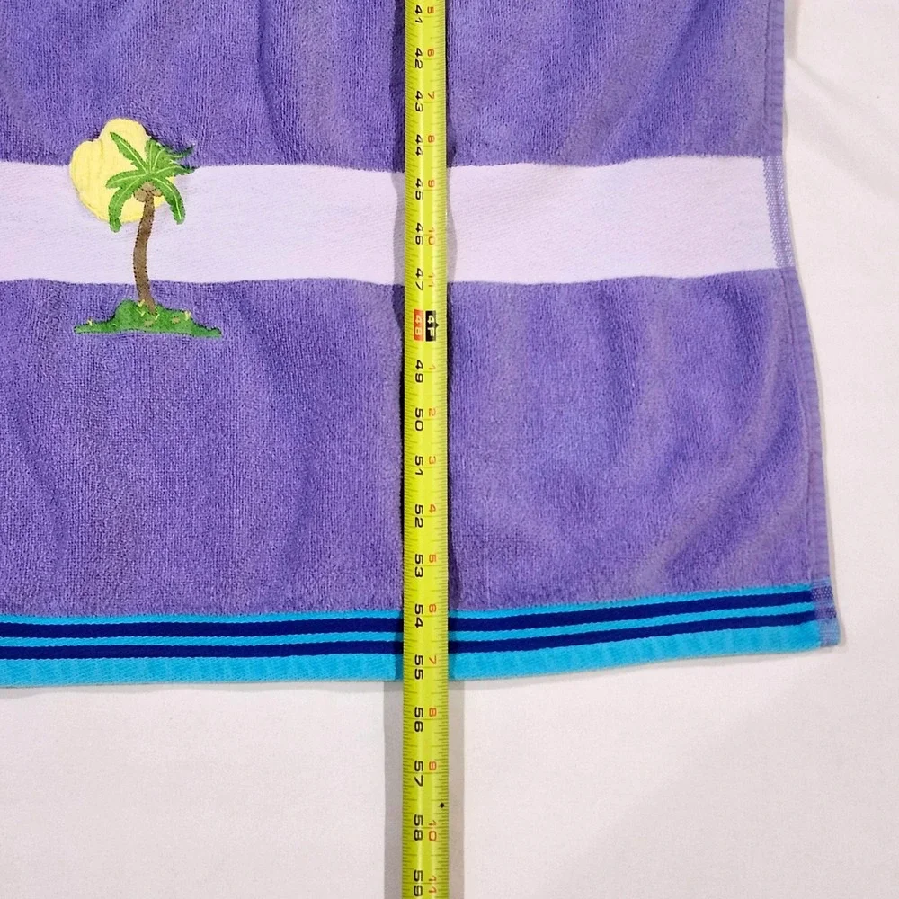 Tropical Purple Palm Tree Cotton Striped Welspun Beach Towel 55x28 Summer